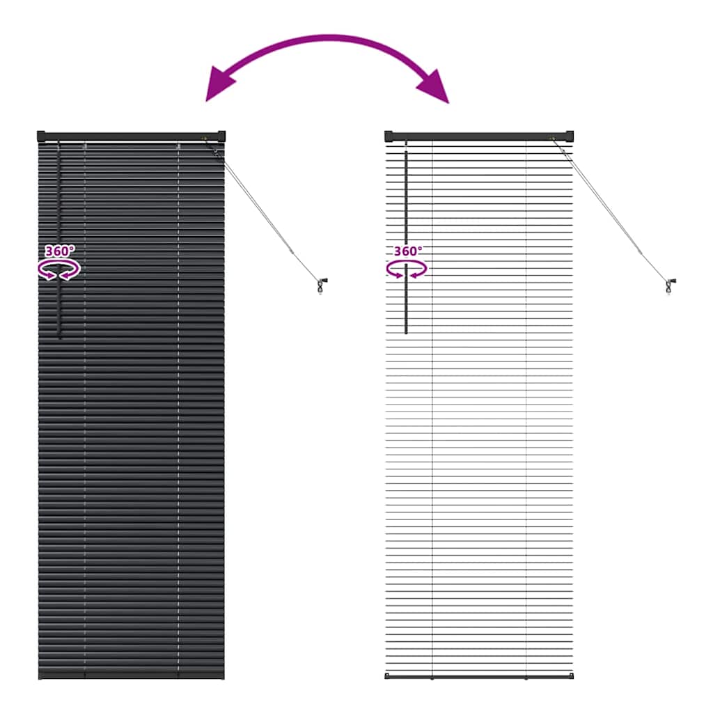 vidaXL Venetian Blinds Height Adjustable Black 175 x 60 cm Aluminium