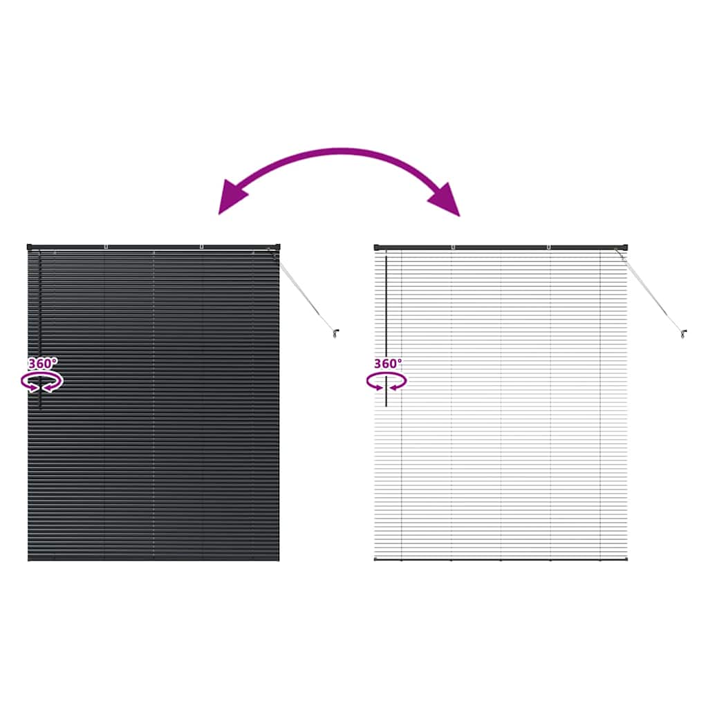 vidaXL Venetian Blinds Height Adjustable Black 175 x 140 cm Aluminium