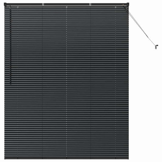 vidaXL Venetian Blinds Height Adjustable Black 175 x 150 cm Aluminium