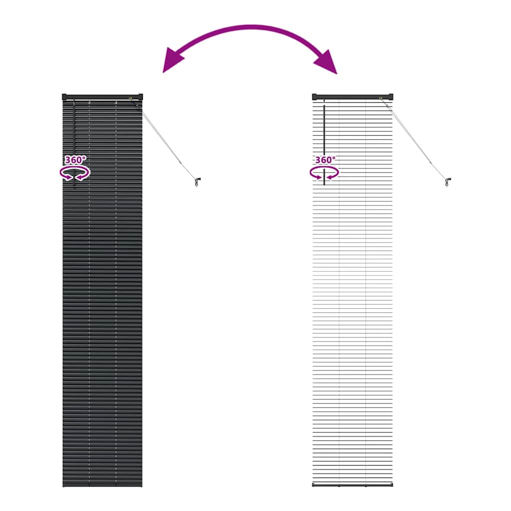 vidaXL Venetian Blind Black 220 x 40 cm 25 mm Aluminium