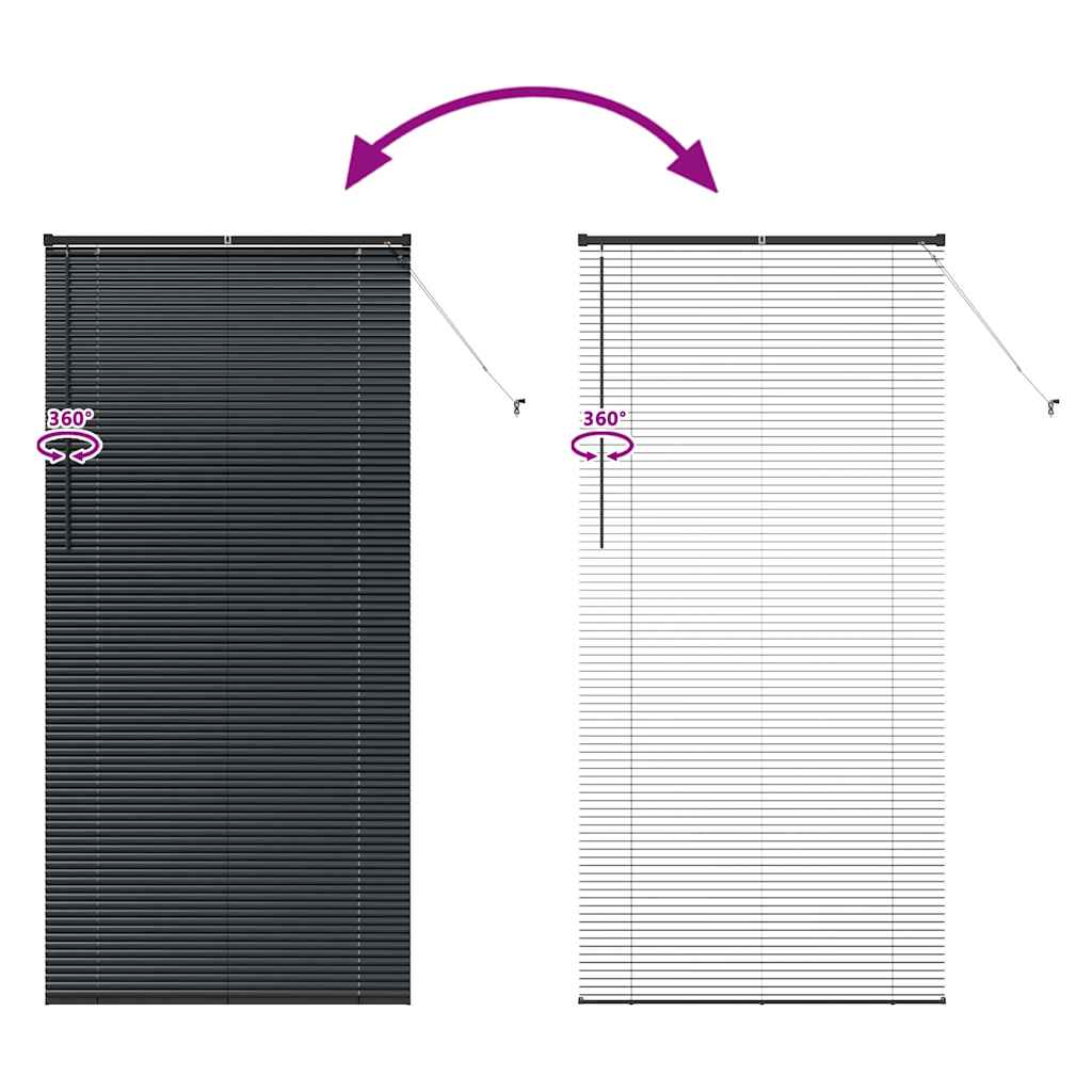 vidaXL Venetian Blinds Height Adjustable Black 220 x 100 cm Aluminium