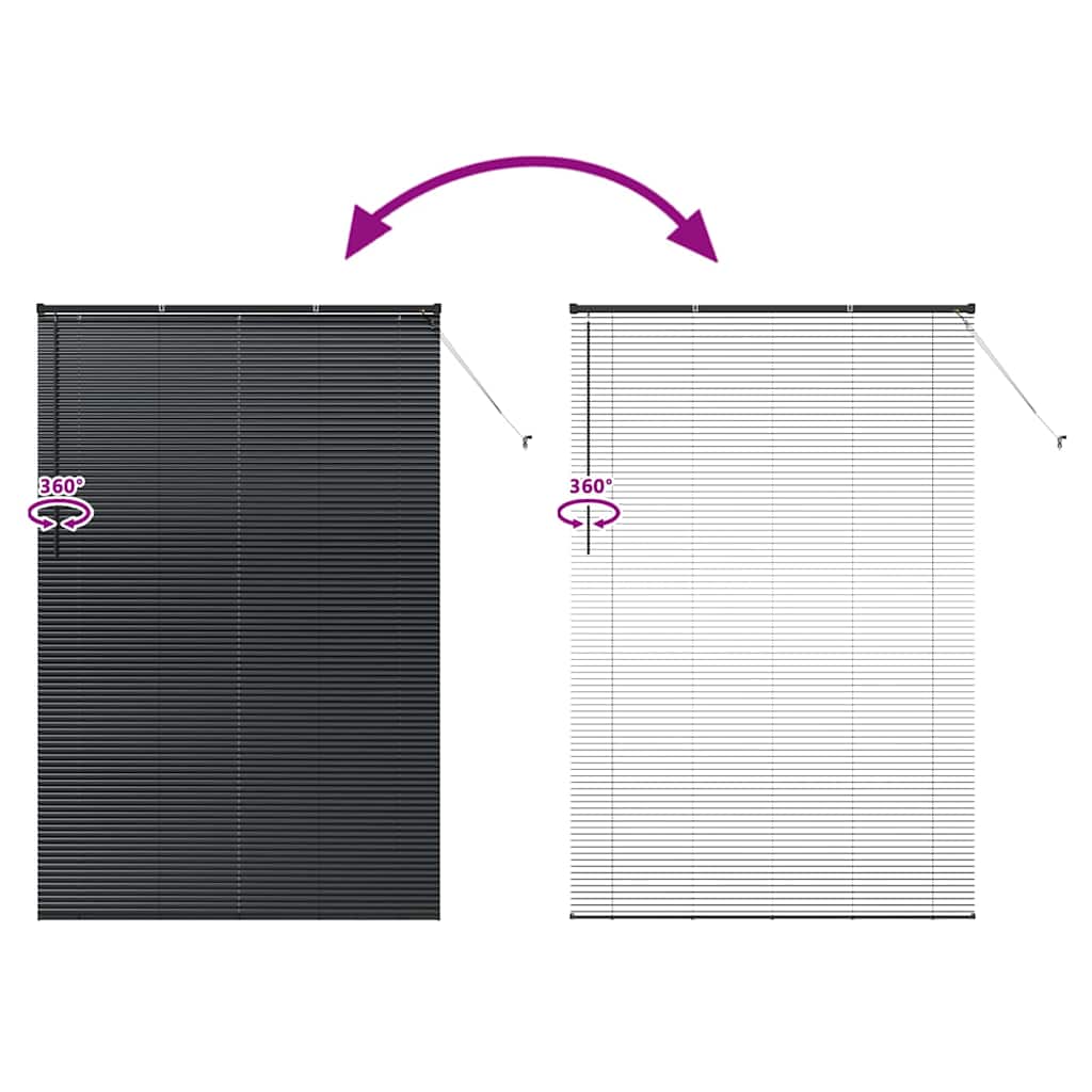 vidaXL Venetian Blinds Height Adjustable Black 220 x 140 cm Aluminium