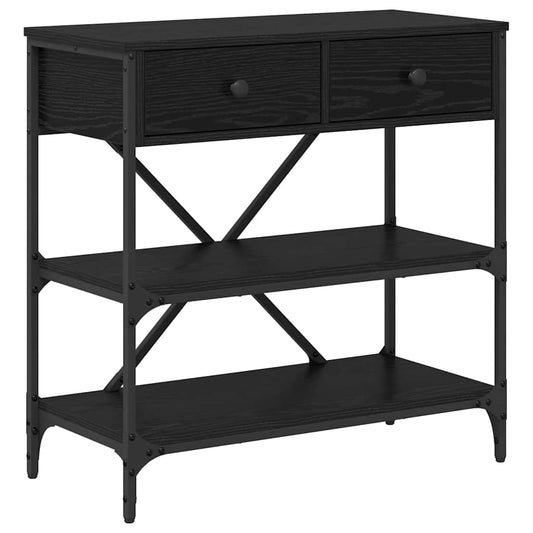 vidaXL Console Table with Drawer Black Oak 75 x 34.5 x 75 cm Wood