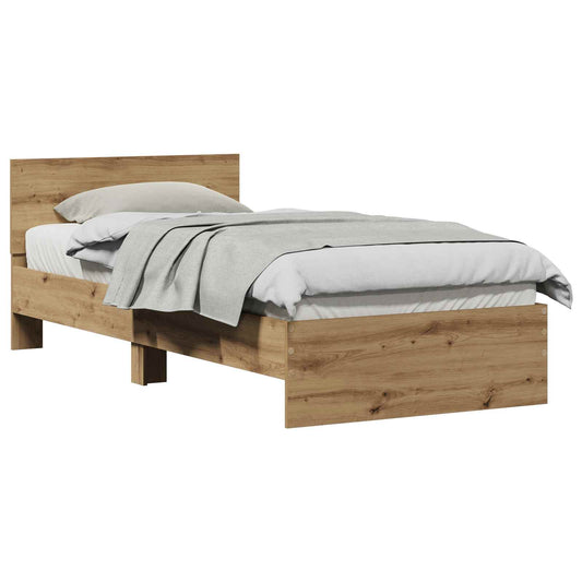vidaXL Bed Frame Wall-mounted Artisan Oak 90 x 190 cm Engineered Wood