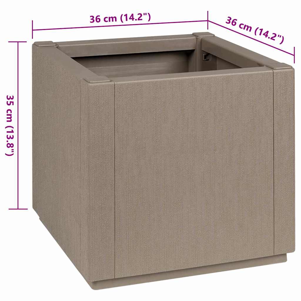 vidaXL Garden Flower Box Light Brown 36 x 36 x 35 cm PP