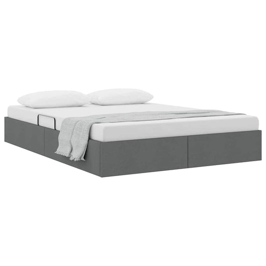 vidaXL Storage Bed with Storage Dark Grey 135 x 190 cm Fabric