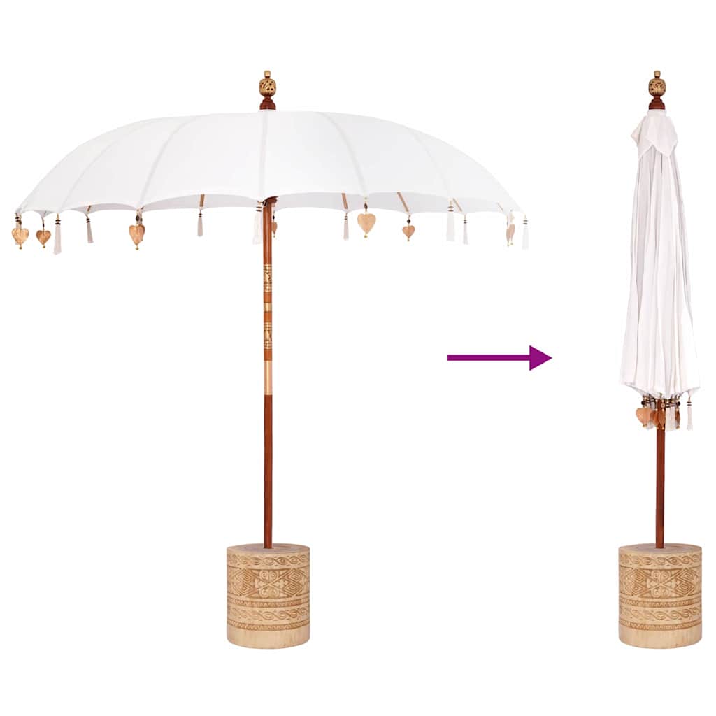 vidaXL Balinese Parasol with Base Cream 215 x 215 x 260 cm