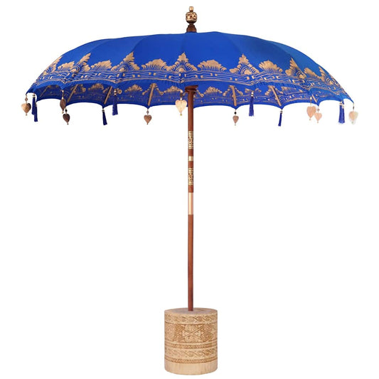 vidaXL Balinese Parasol Blue 215 x 215 x 260 cm Cotton and solid wood