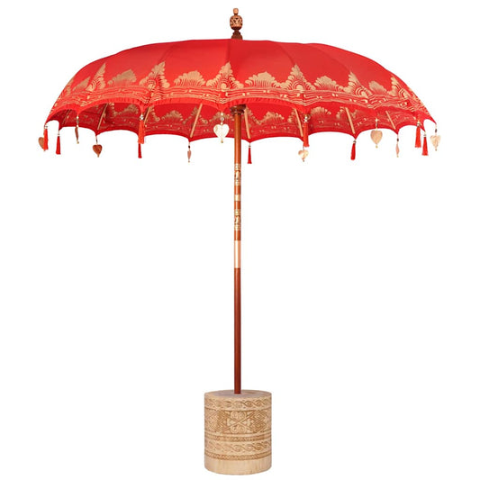 vidaXL Balinese Parasol Red 215 x 215 x 260 cm Cotton and solid wood
