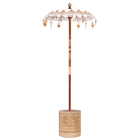 vidaXL Balinese Parasol Cream 95 x 95 x 260 cm Cotton and solid wood