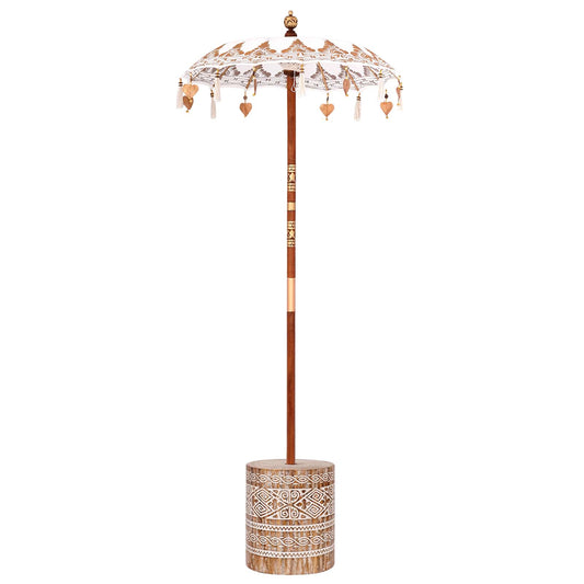 vidaXL Balinese Parasol Cream 95 x 95 x 260 cm Cotton and solid wood
