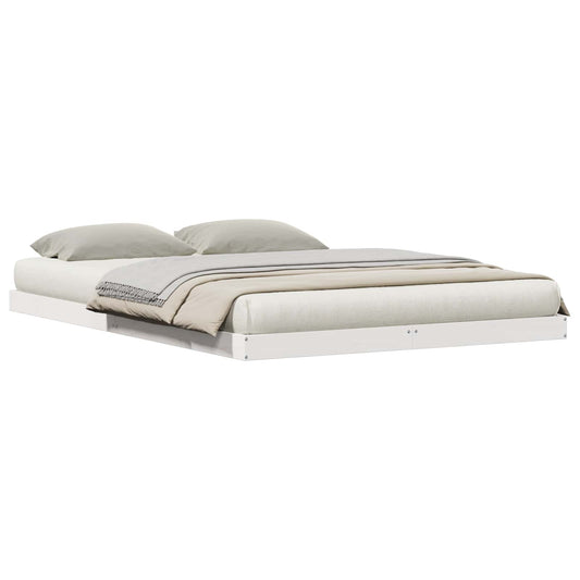 vidaXL Floor Bed Frame White 140 x 220 cm Solid Pine Wood