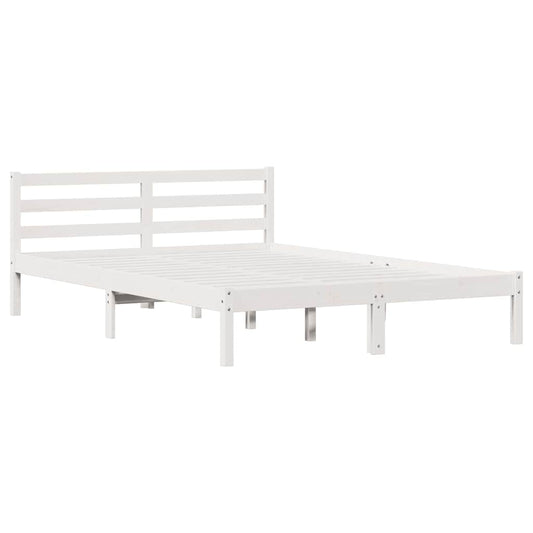 vidaXL Bed Frame White 215.5 x 165.5 x 69.5 cm Solid Pine Wood