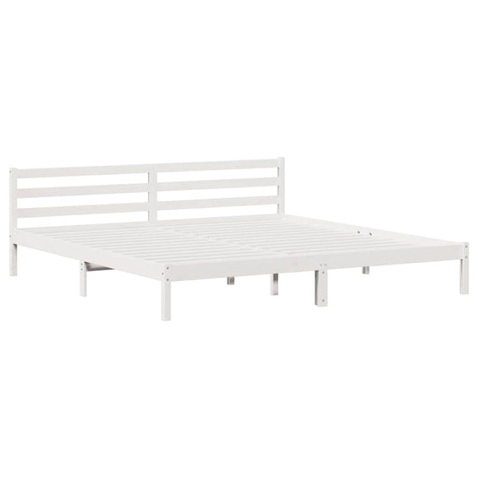 vidaXL Bed Frame White 215.5 x 205.5 x 69.5 cm Solid Pine Wood