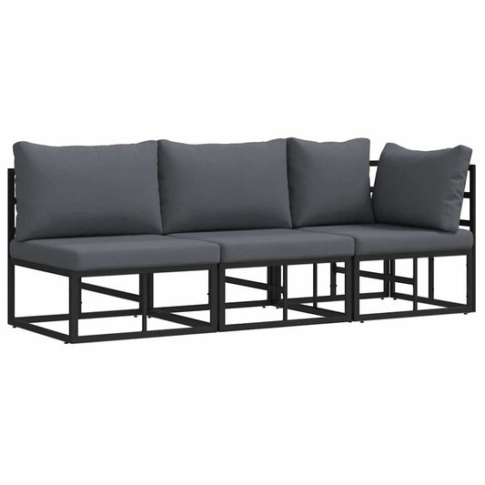 vidaXL Outdoor Furniture 3 Piece Black and Anthracite Metal