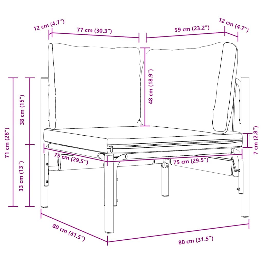 vidaXL Outdoor Furniture with Cushion Anthracite 80 x 80 x 71 cm Steel