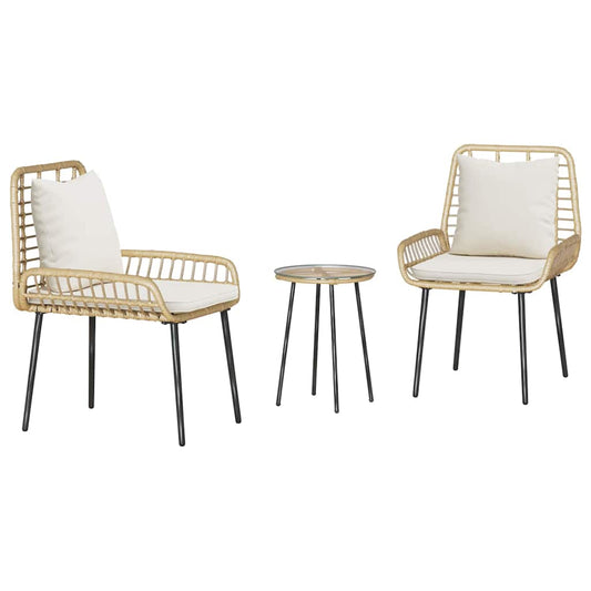 vidaXL Garden Dining Set 3 pcs Brown and Cream Poly Rattan