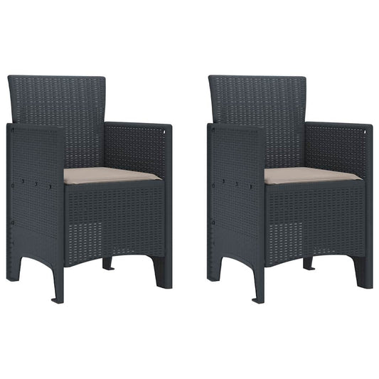 vidaXL Garden Chair 2 pcs Anthracite 53 x 49 x 85 cm PP