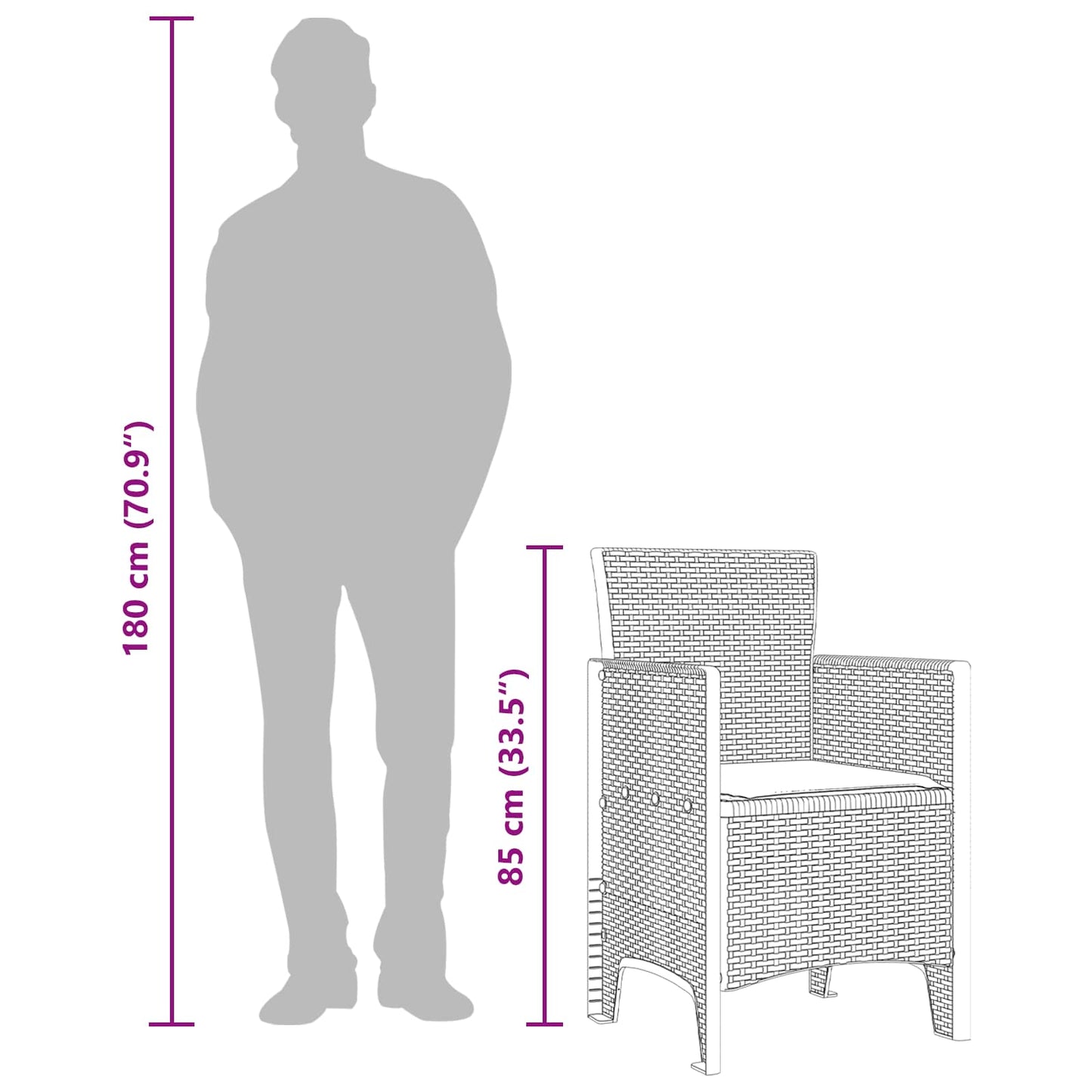 vidaXL Garden Chair 4 pcs Anthracite 53 x 49 x 85 cm Polypropylene