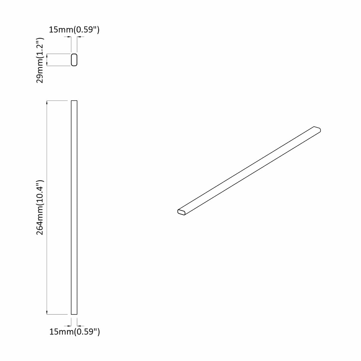 vidaXL Closet Rod 12 pcs Silver 264 x 15 x 29 mm Aluminium Alloy