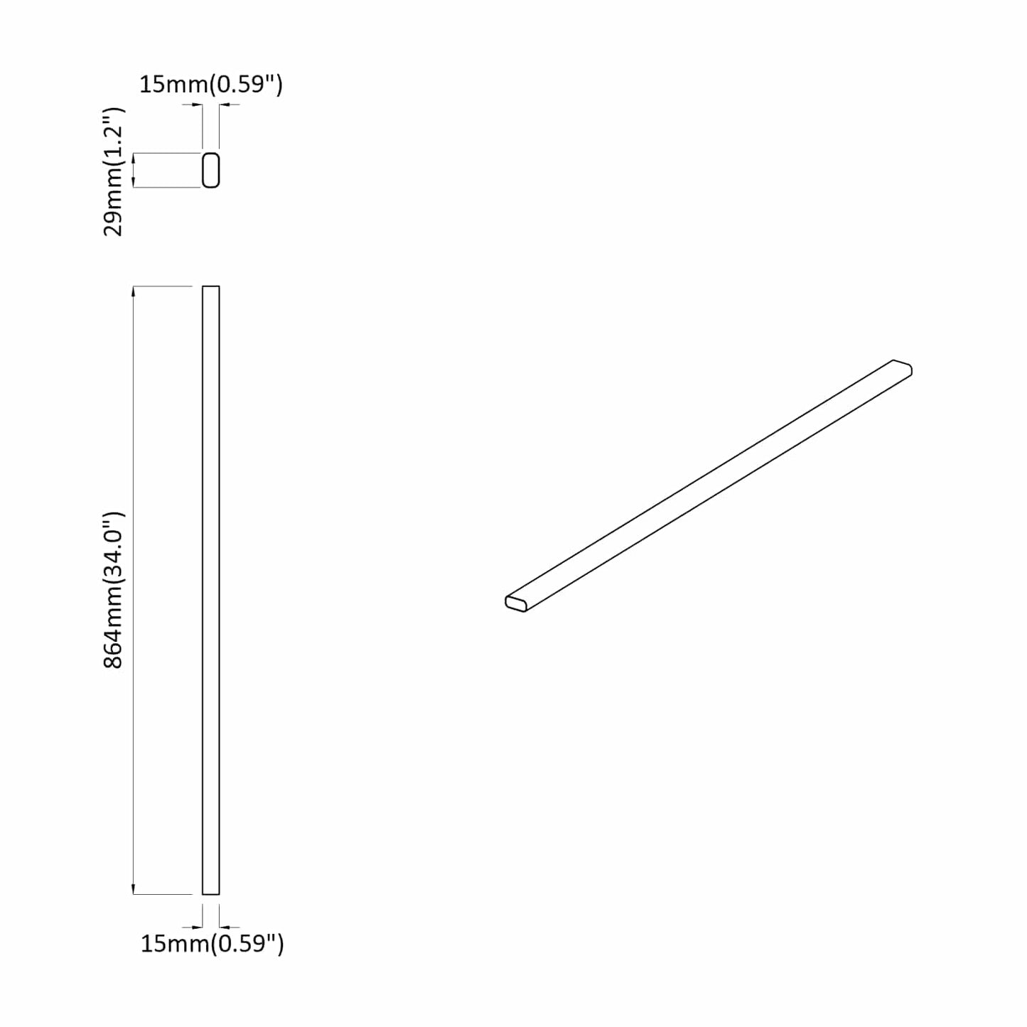 vidaXL Closet Rod 12 pcs Silver 864 x 15 x 29 mm Aluminium Alloy