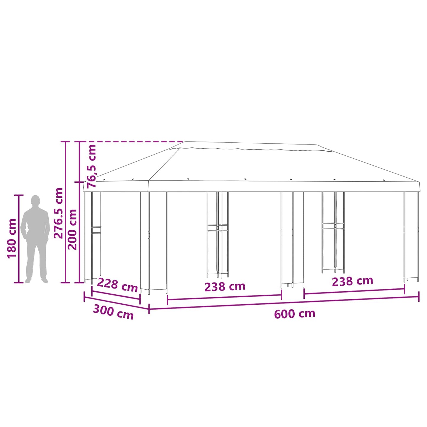 vidaXL Garden Gazebo 6 x 3 m Terracotta Polyester and Steel 190