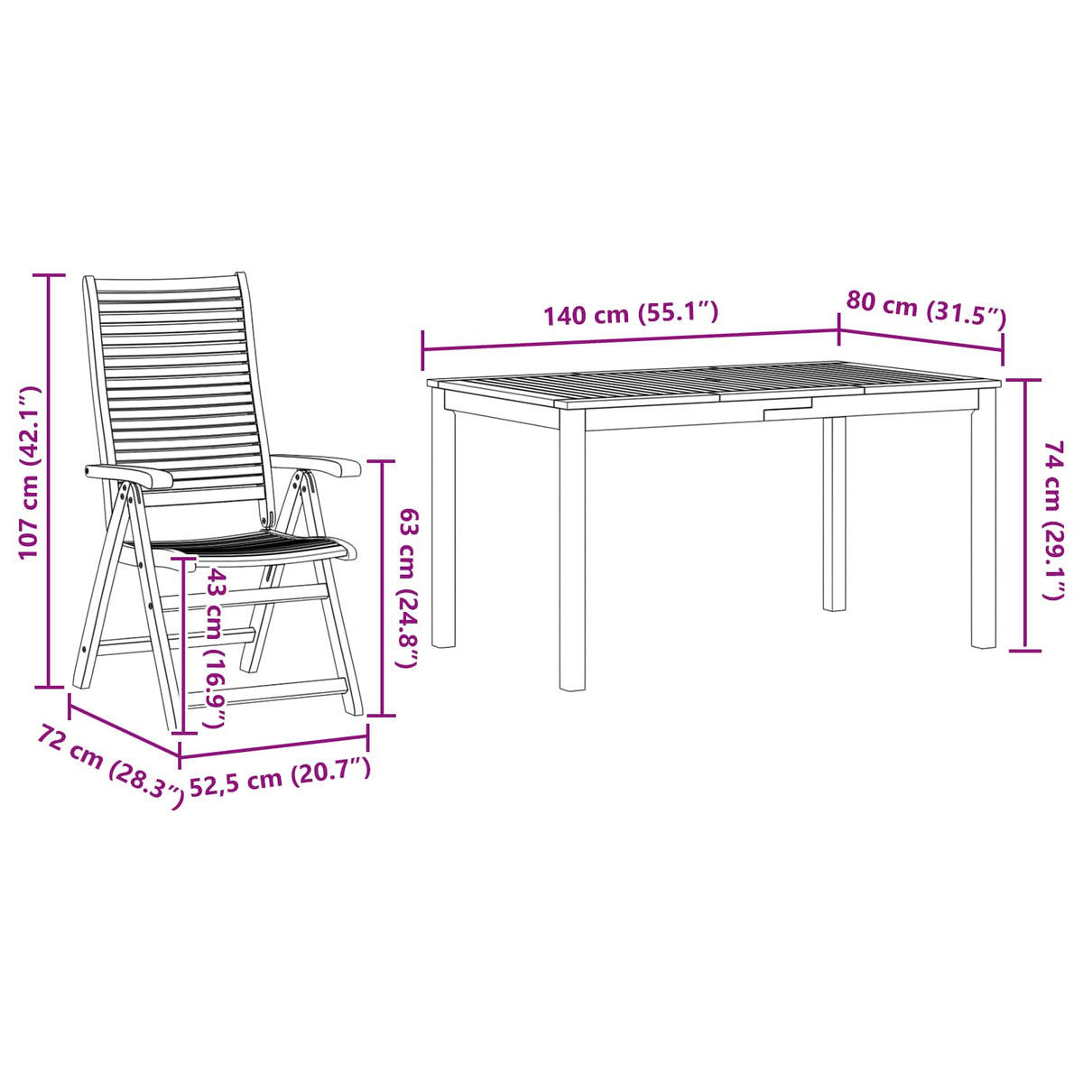 vidaXL Garden Dining Set 7 pcs Brown Solid Acacia Wood