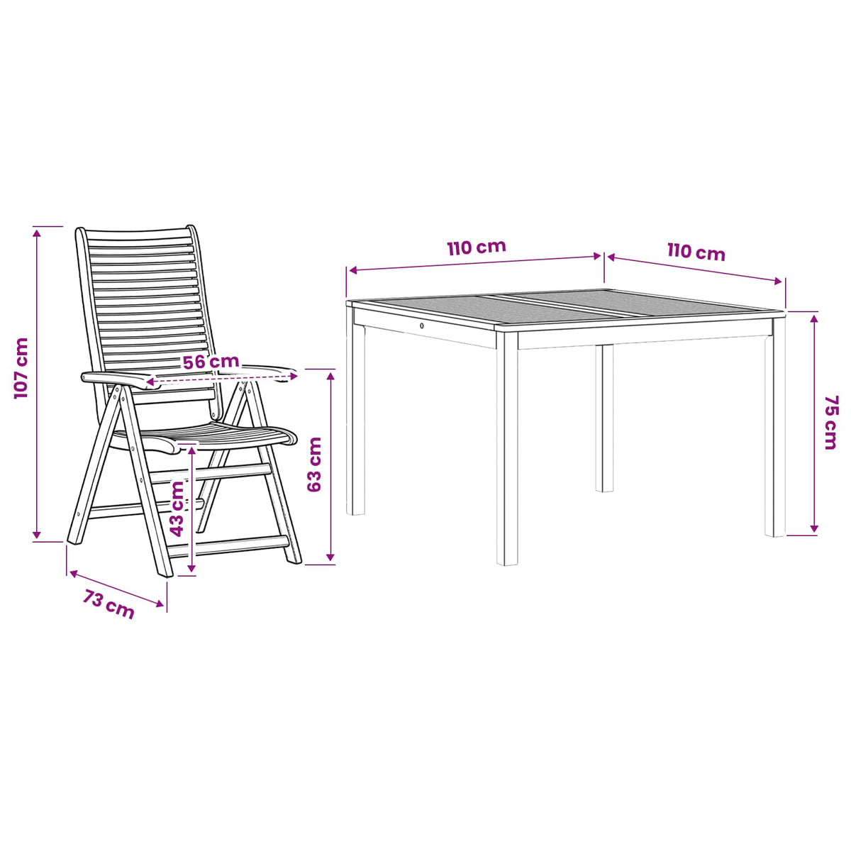 vidaXL Garden Dining Set 5 pcs Brown Solid Acacia Wood