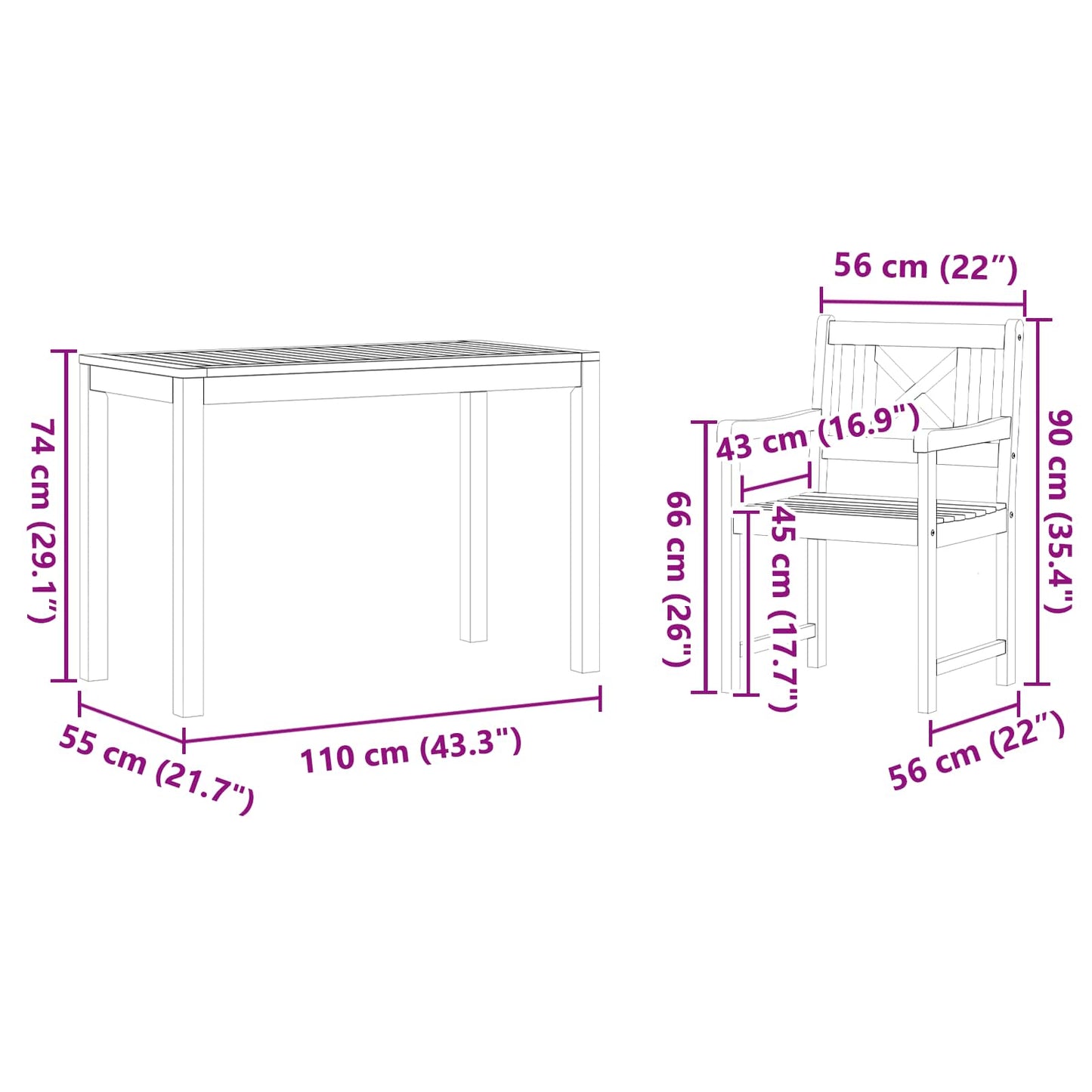 vidaXL Garden Dining Set 3 pcs Brown Solid Acacia Wood