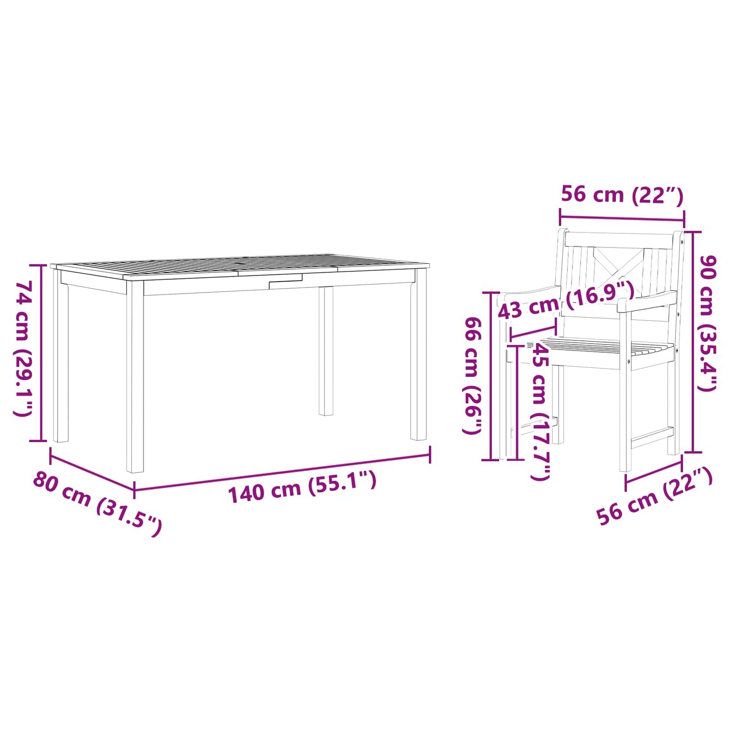 vidaXL Garden Dining Set 5 pcs Brown Solid Acacia Wood