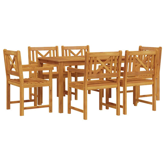 vidaXL Garden Dining Set 7 pcs Brown Solid Acacia Wood