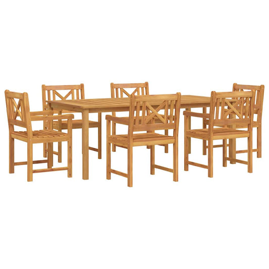 vidaXL Garden Dining Set 7 pcs Brown Solid Acacia Wood