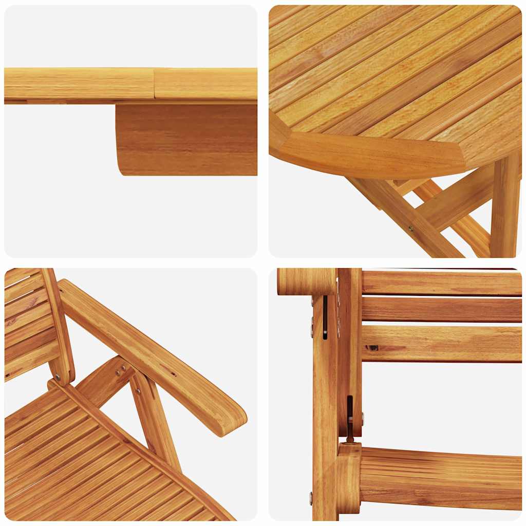 vidaXL Garden Dining Set Folding 9 pcs Brown Solid Acacia Wood