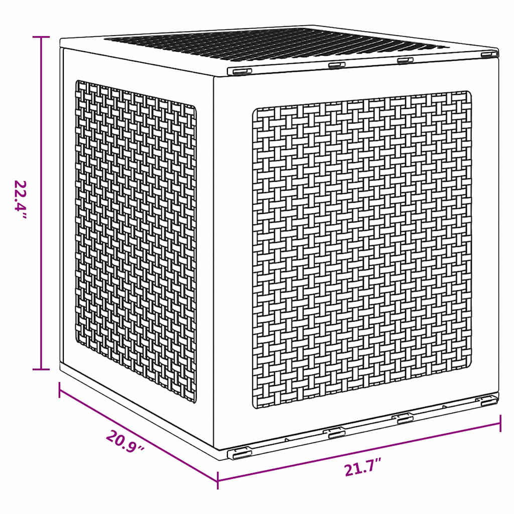 vidaXL Garden Storage Box Brown 55 x 53 x 57 cm Polypropylene
