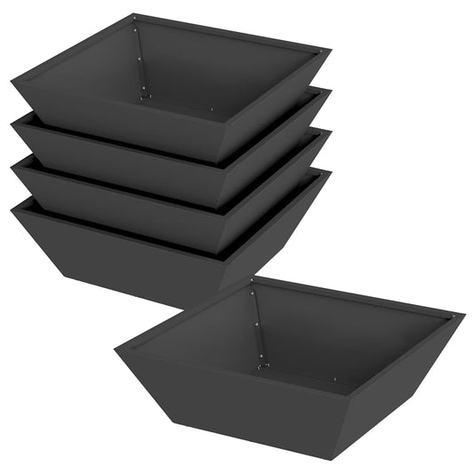 vidaXL Garden Planter 5 pcs Black 50 x 50 x 15 cm Cold-rolled Steel