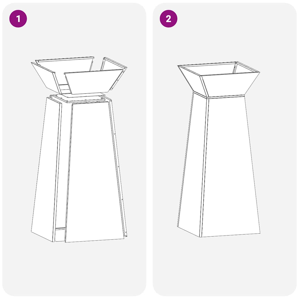 vidaXL Pillar Planter Silver 40 x 40 x 100 cm