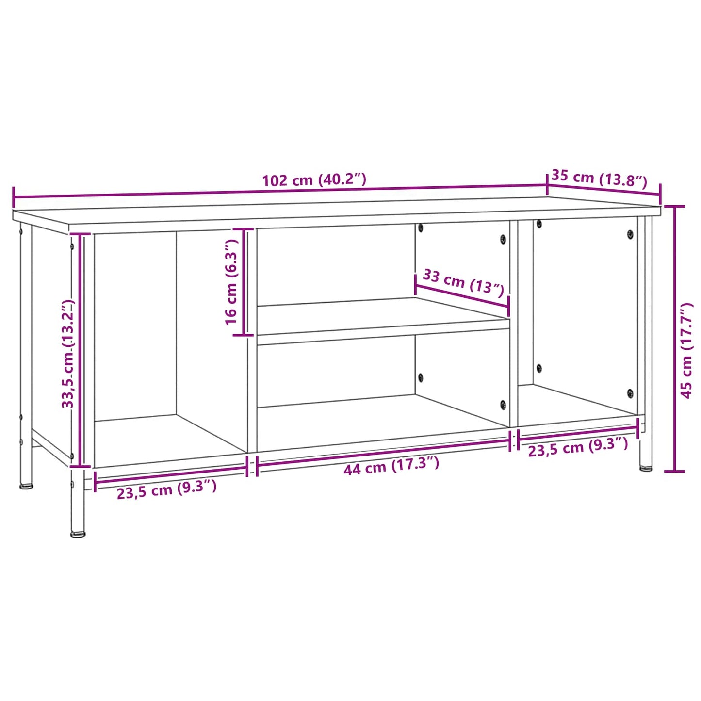 vidaXL TV Cabinet Old Wood 102 x 35 x 45 cm Engineered Wood