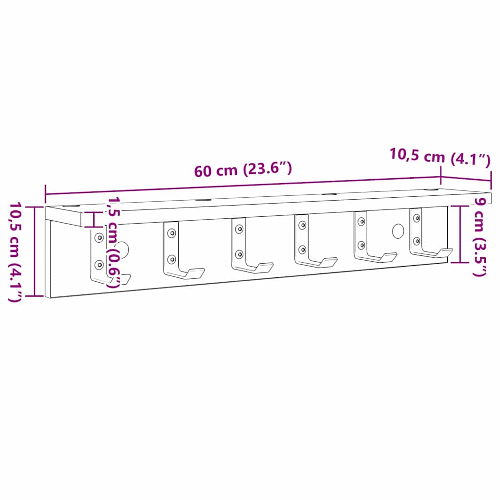 vidaXL Wall-Mounted Coat Rack Wall-Mounted Artisan Oak Engineered wood