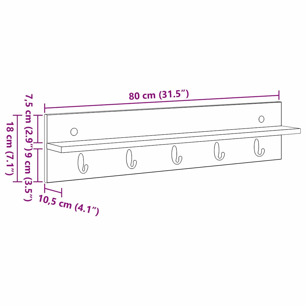 vidaXL Wall-Mounted Coat Rack Wall-Mounted Concrete Grey