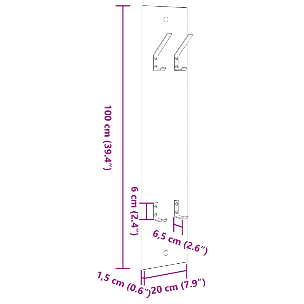 vidaXL Wall-Mounted Coat Rack Wall-Mounted Grey Sonoma Engineered wood