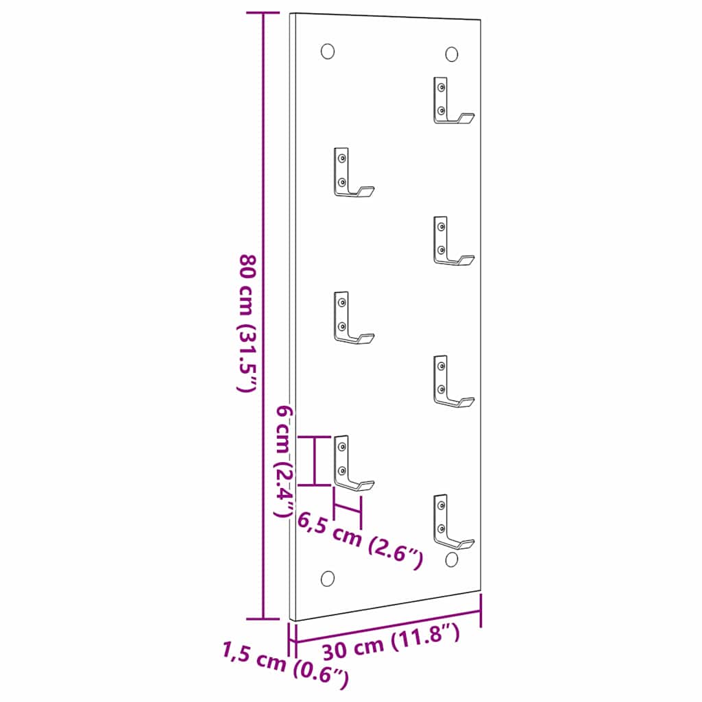 vidaXL Wall-Mounted Coat Rack Wall-Mounted Concrete Grey