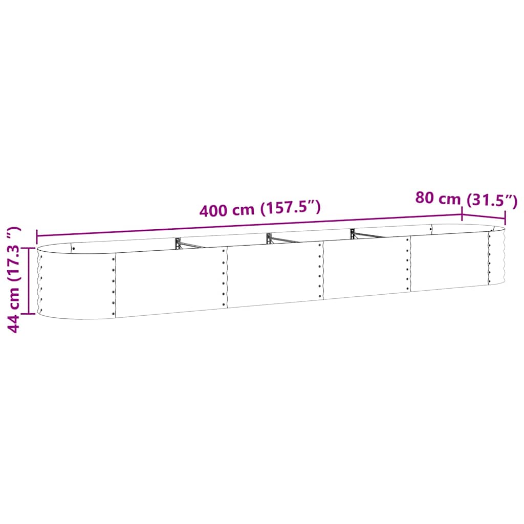 vidaXL Raised Bed Brown 400 x 80 x 44 cm Steel