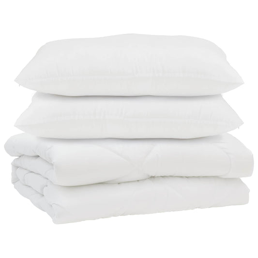 vidaXL Duvet with Pillow 3 pcs White Microfibre