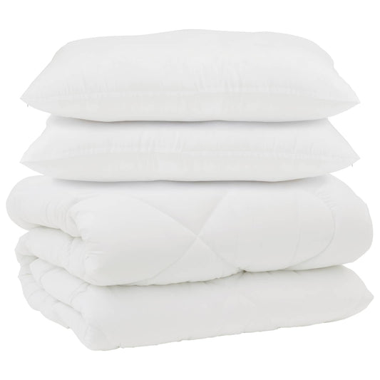 vidaXL Duvet with Pillows 3 pcs White Microfiber and Down Feather