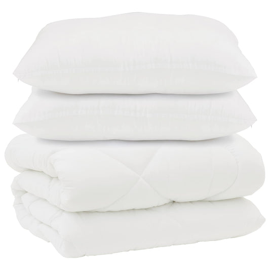 vidaXL Duvet with Pillows 3 pcs White Microfiber and Down Feather