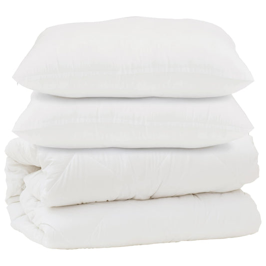 vidaXL Duvet with Pillow 3 pcs White Microfibre