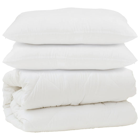 vidaXL Duvet with Pillow 3 pcs White Microfibre