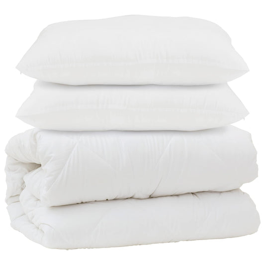 vidaXL Duvet with Pillow 3 pcs White Microfibre