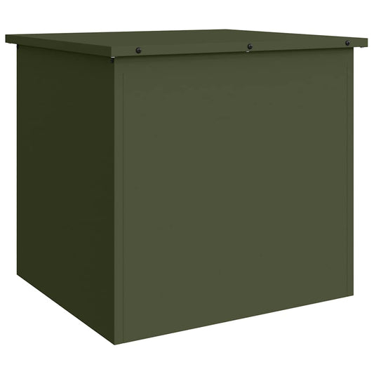 vidaXL Garden Storage Cushion Box Steel 55 x 50.5 x 50 cm Olive Green