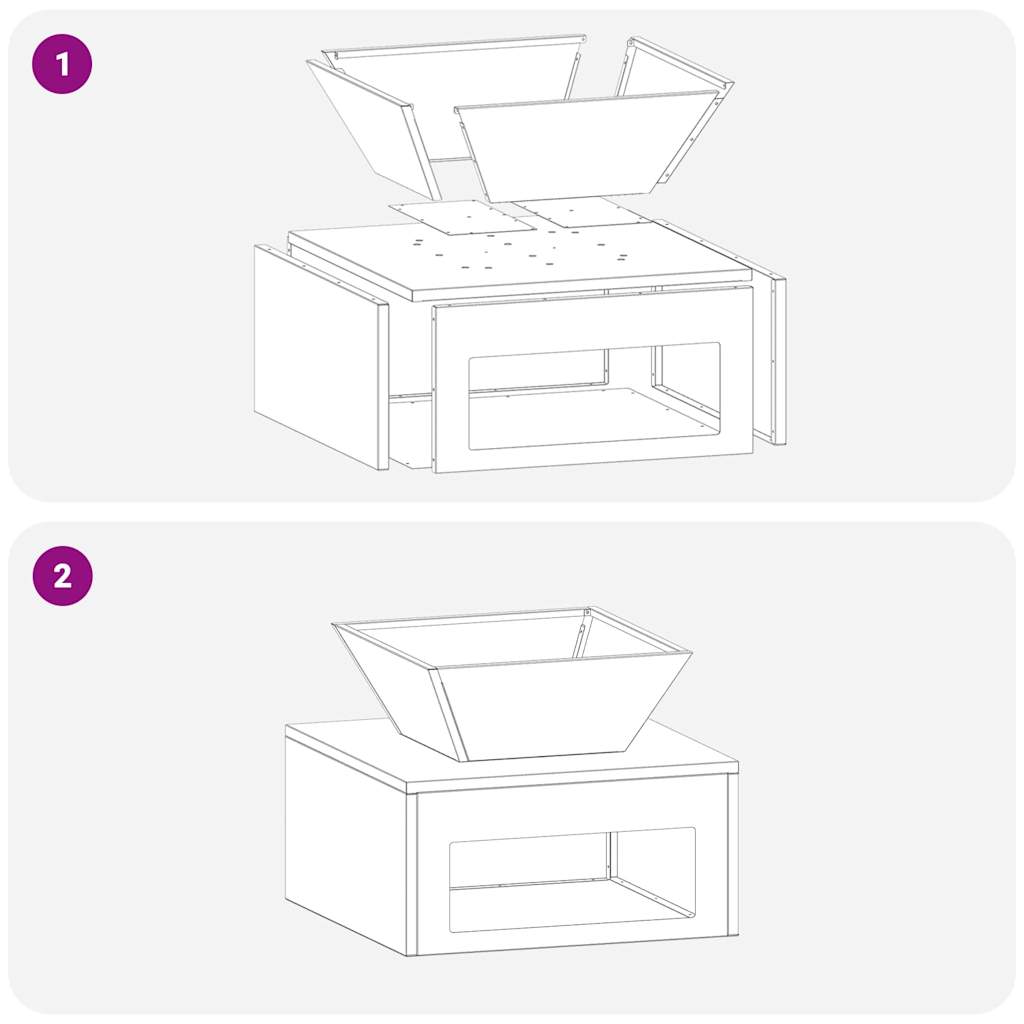 vidaXL Fire Pit Rusty 50 x 50 x 40 cm Weathering steel